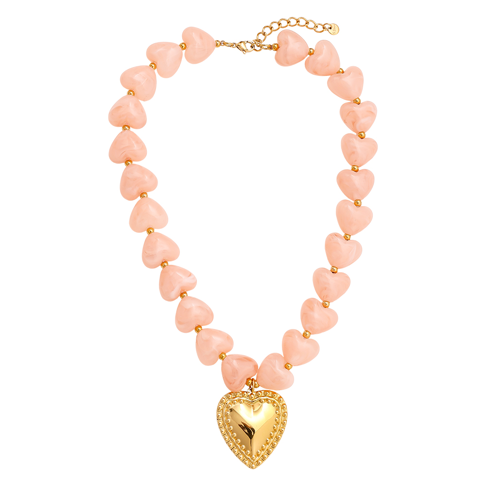 45cm Acrylic Heart Chian Edelstahl Halsketten 