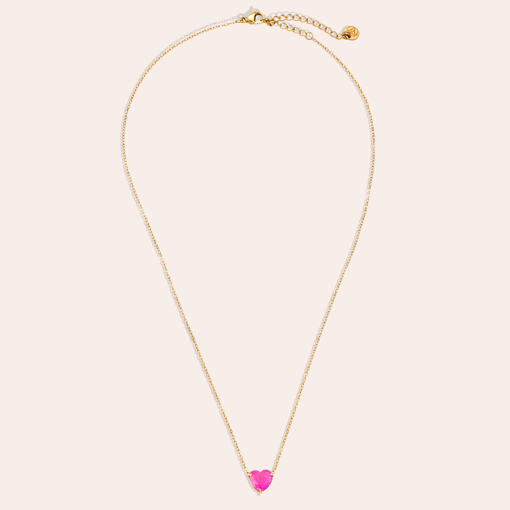 43cm Multi Colour Diamond Heart Stainless Steel Necklace