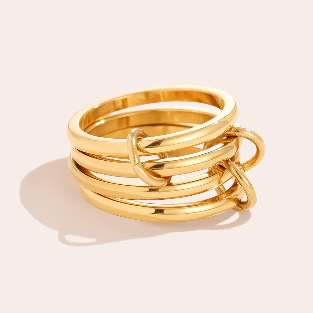 Simple Four Layer Ring Set Edelstahl Ring            