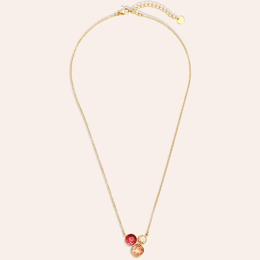 40cm Rosa Glas-Kollektion Edelstahl Halskette   