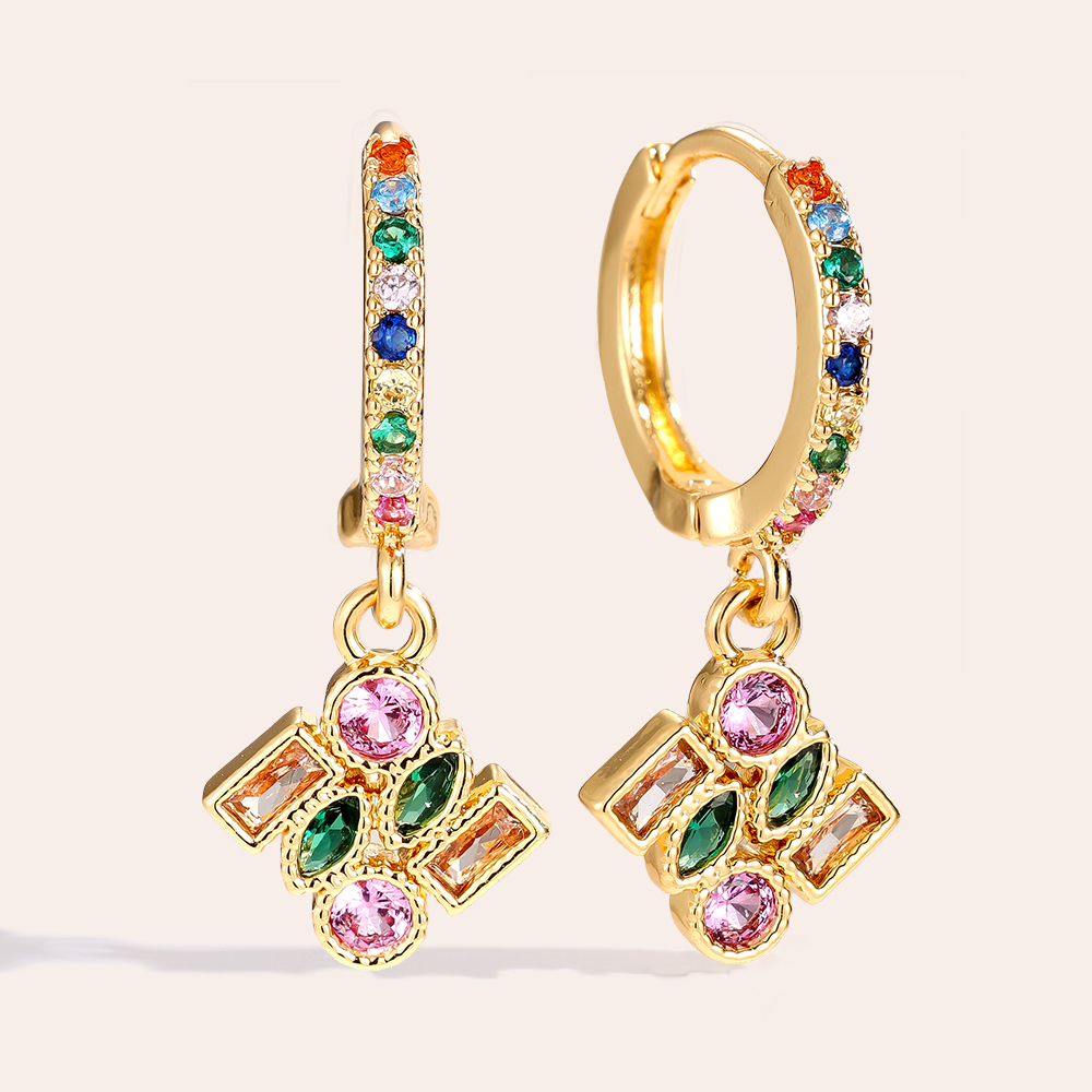 2.5cm Combined Cubes Diamond Vergoldete Ohrringe