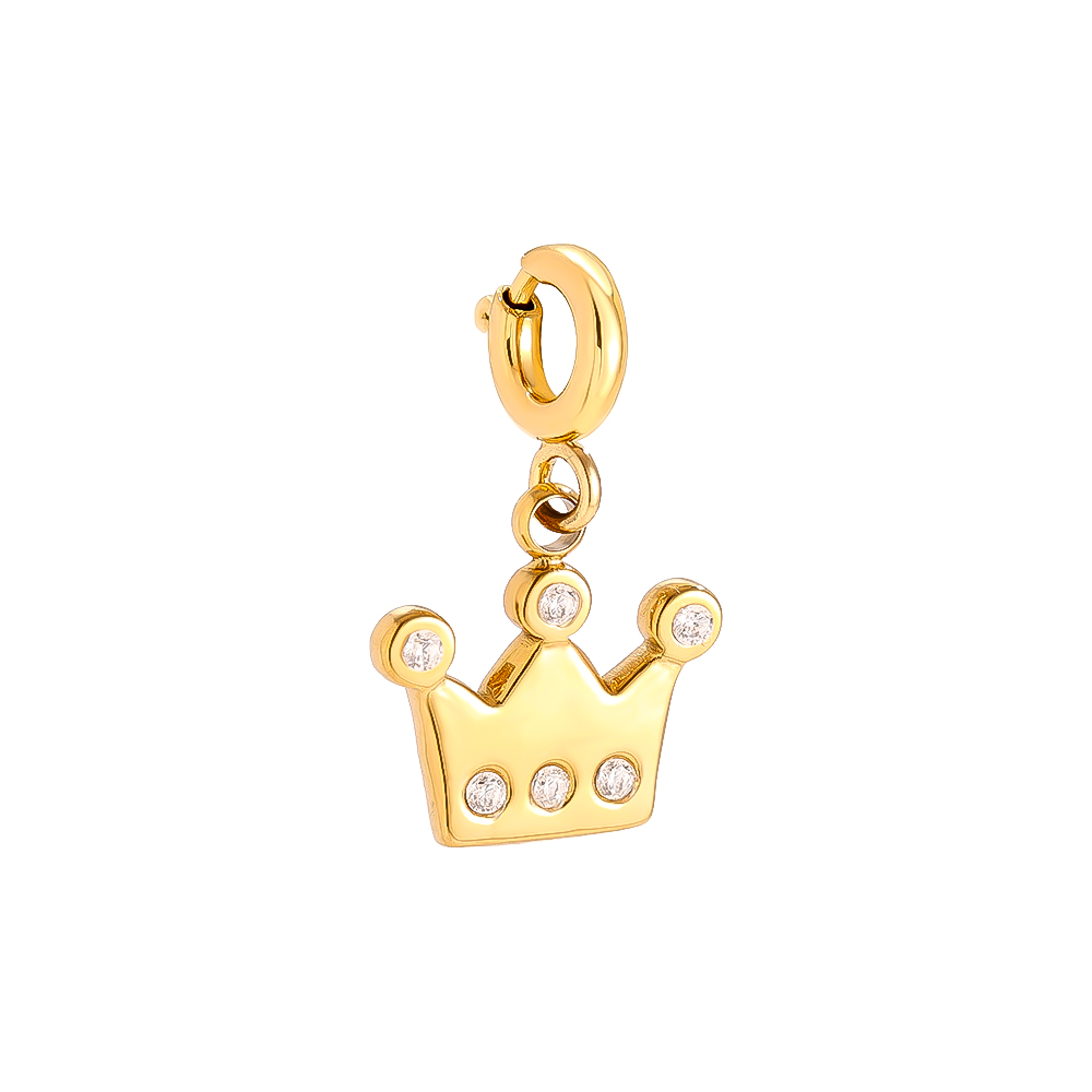 0.7cm Spring Clasp Diamond Crown Edelstahl Pendant      