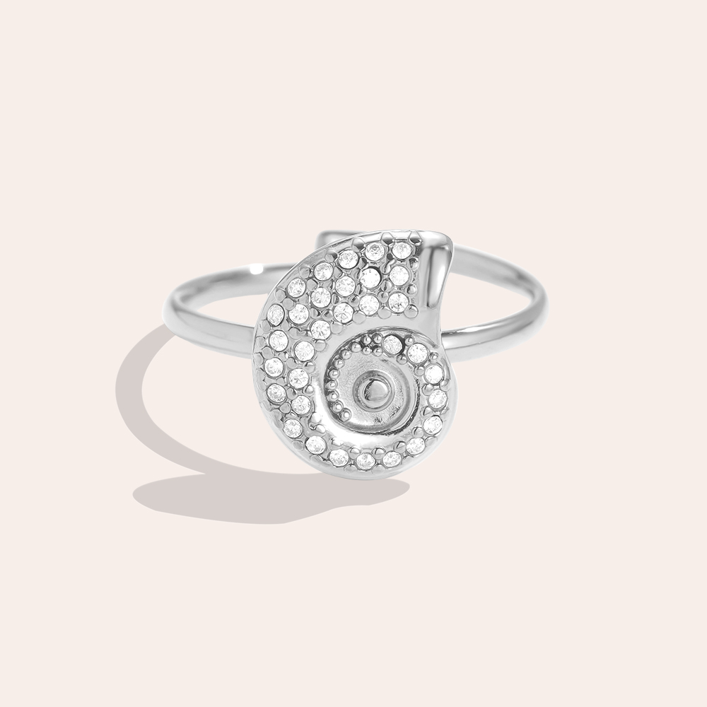 Verstellbarer Strass Schnecke Edelstahl Ring   