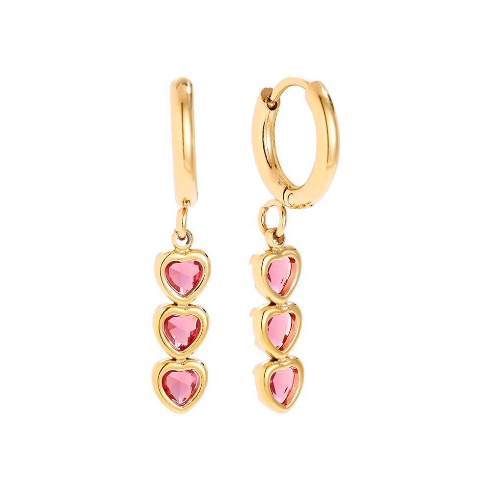 1.2*3cm Three Heart Heart Edelstahl Ohrringe    