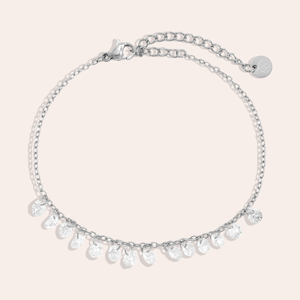 Edelstahl Armband 17cm viele runde Zirkonia  