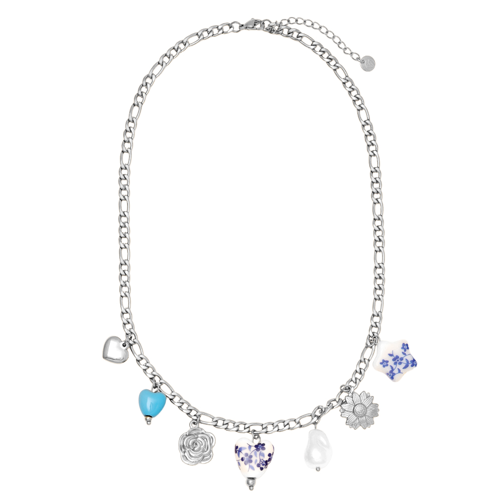 41cm Fancy Charms Edelstahl Halskette     