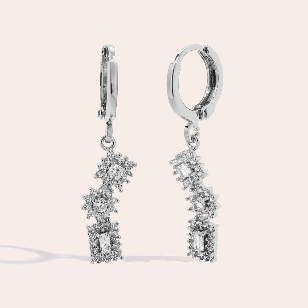Vergoldete Ohrringe 3.4cm Mini Cubes Diamond