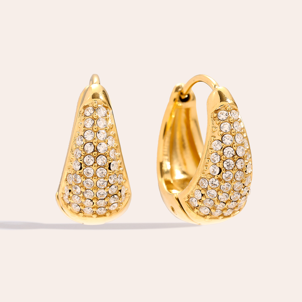 10mm Diamond Drop Hoop Edelstahl Ohrringe     