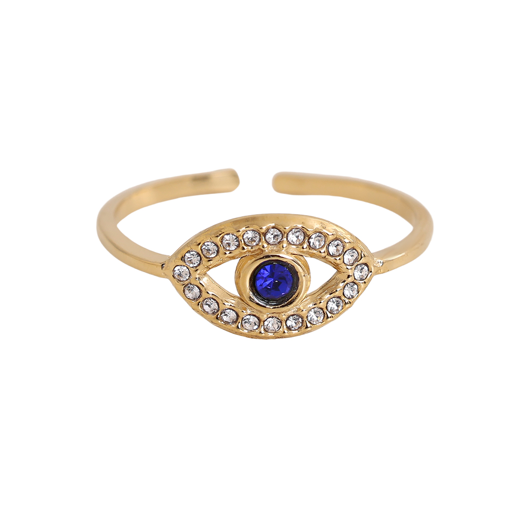 Verstellbarer blaue Zirkonia Augen Edelstahl Ring    
