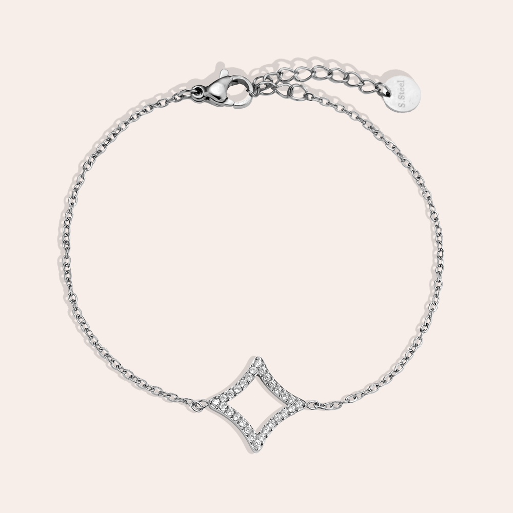 17cm Diamond Rhombus Edelstahl Armband    