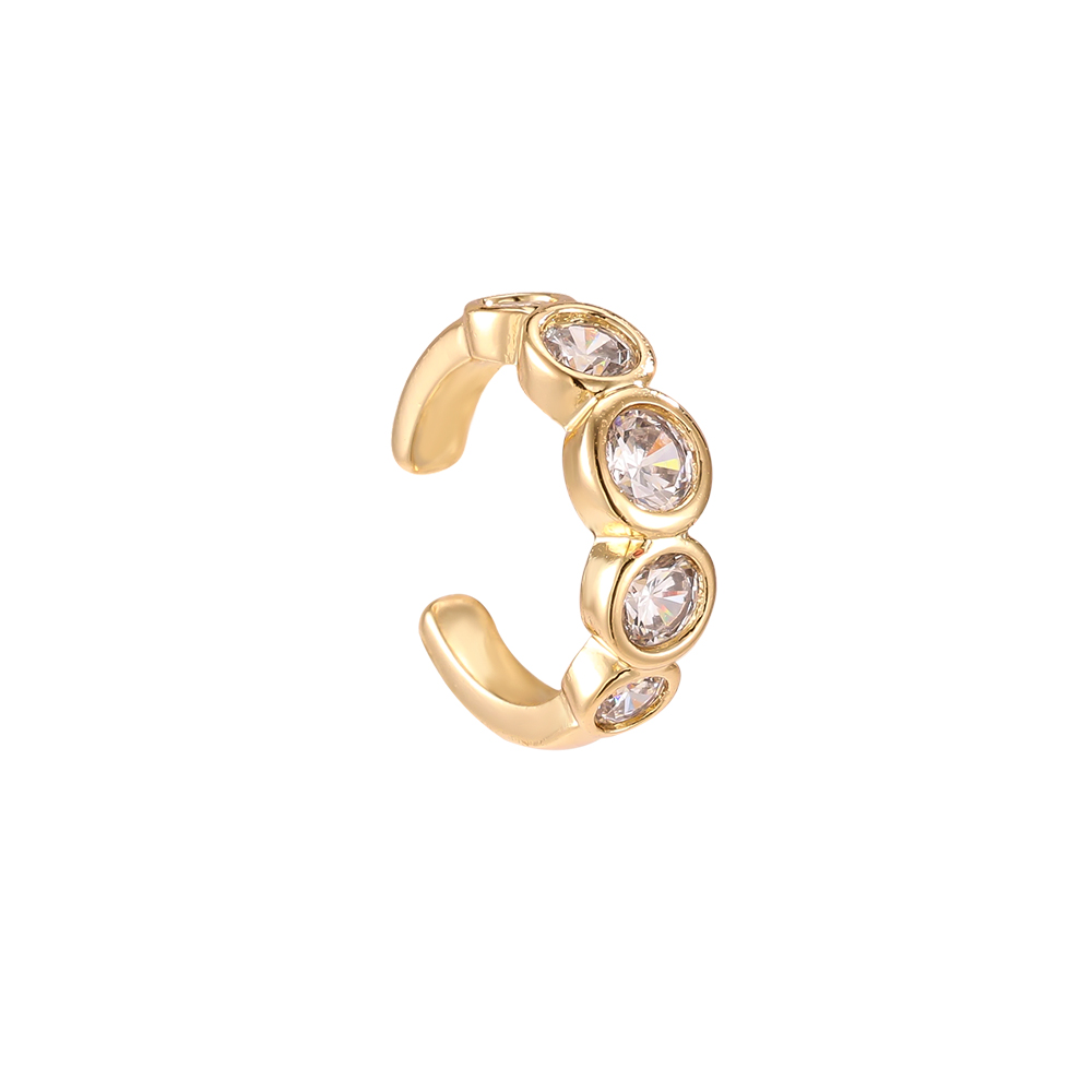 Vergoldete Ear-cuffs 14mm groß Runde Zirkonia  