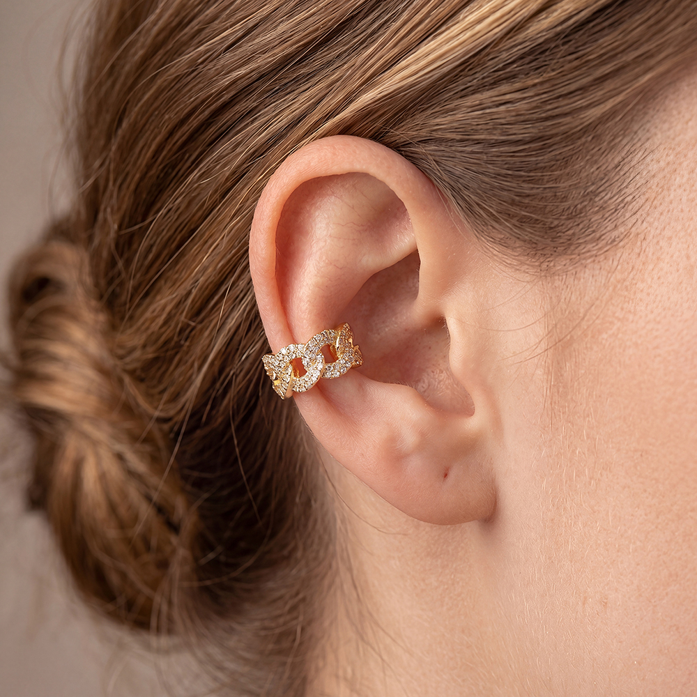 Vergoldete Ear-cuffs 15mm Zirkonia Schweinenase