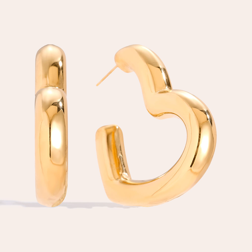 4cm Great Heart Hoop Edelstahl Ohrringe          