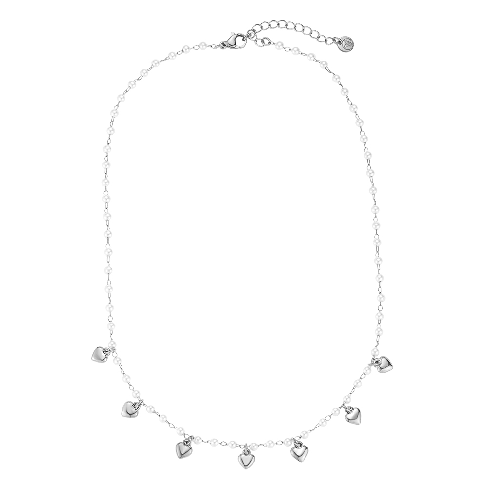 38cm Pearl Heart Edelstahl Halskette
