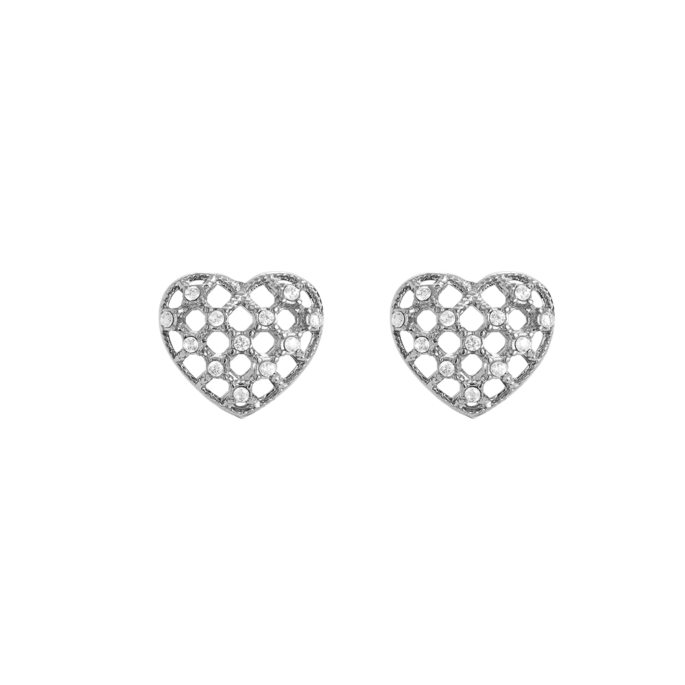 1.2cm Elegant Diamond Heart Edelstahl Ohrringe      