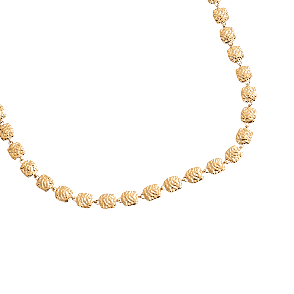 43cm unregelmäßige Quadrate Edelstahl Halskette    