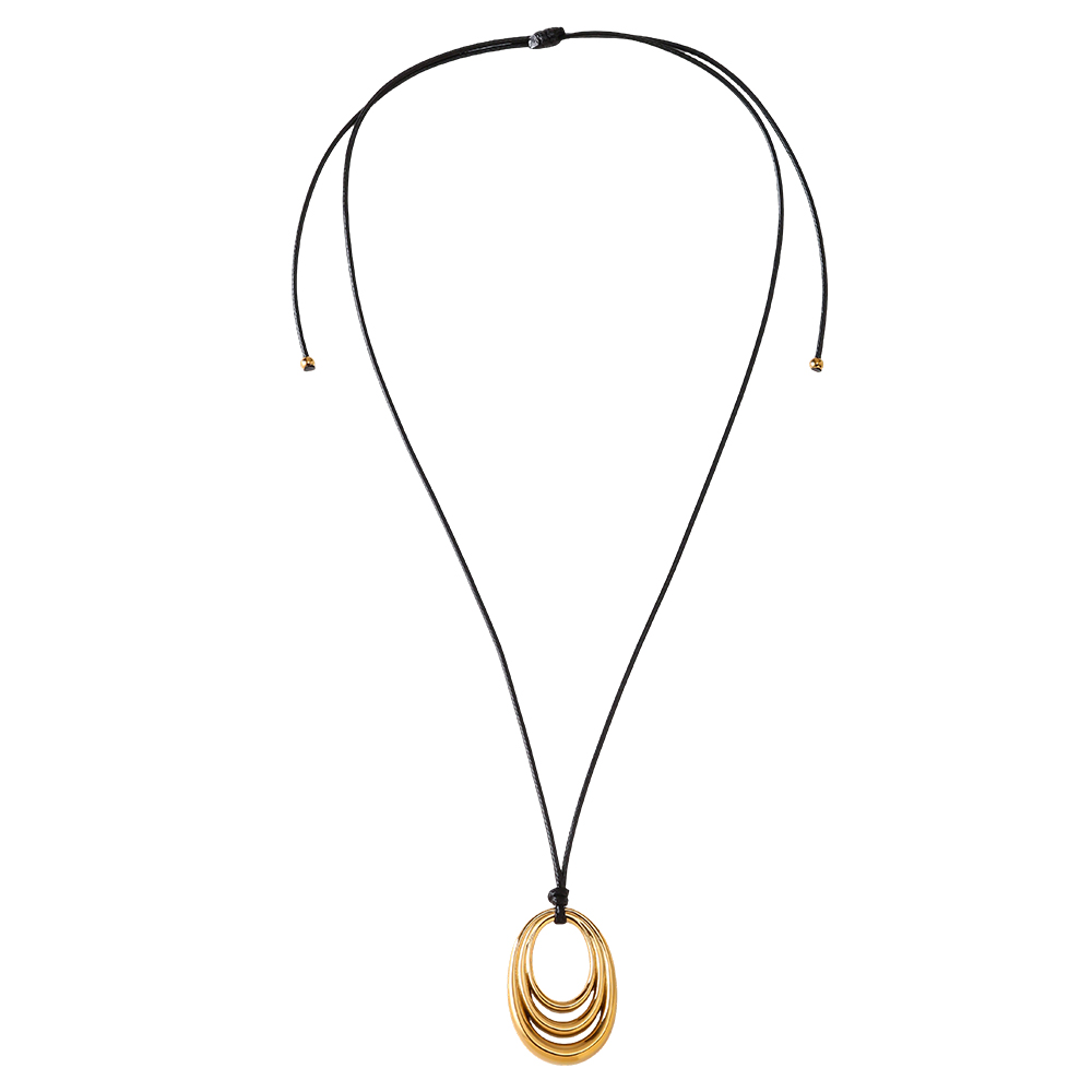 90cm Mehrschichtiger Kreis Edelstahl Anhänger Halskette