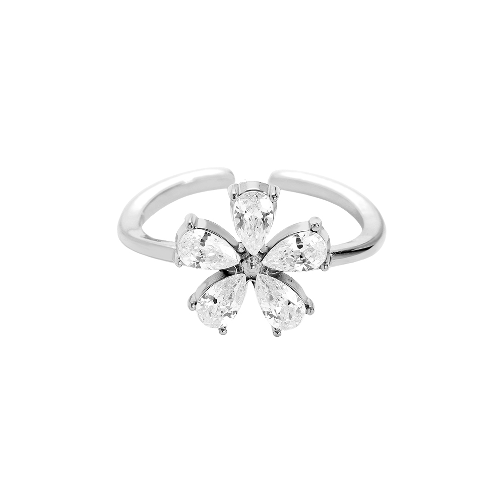 Diamond Flower Edelstahl Ring   