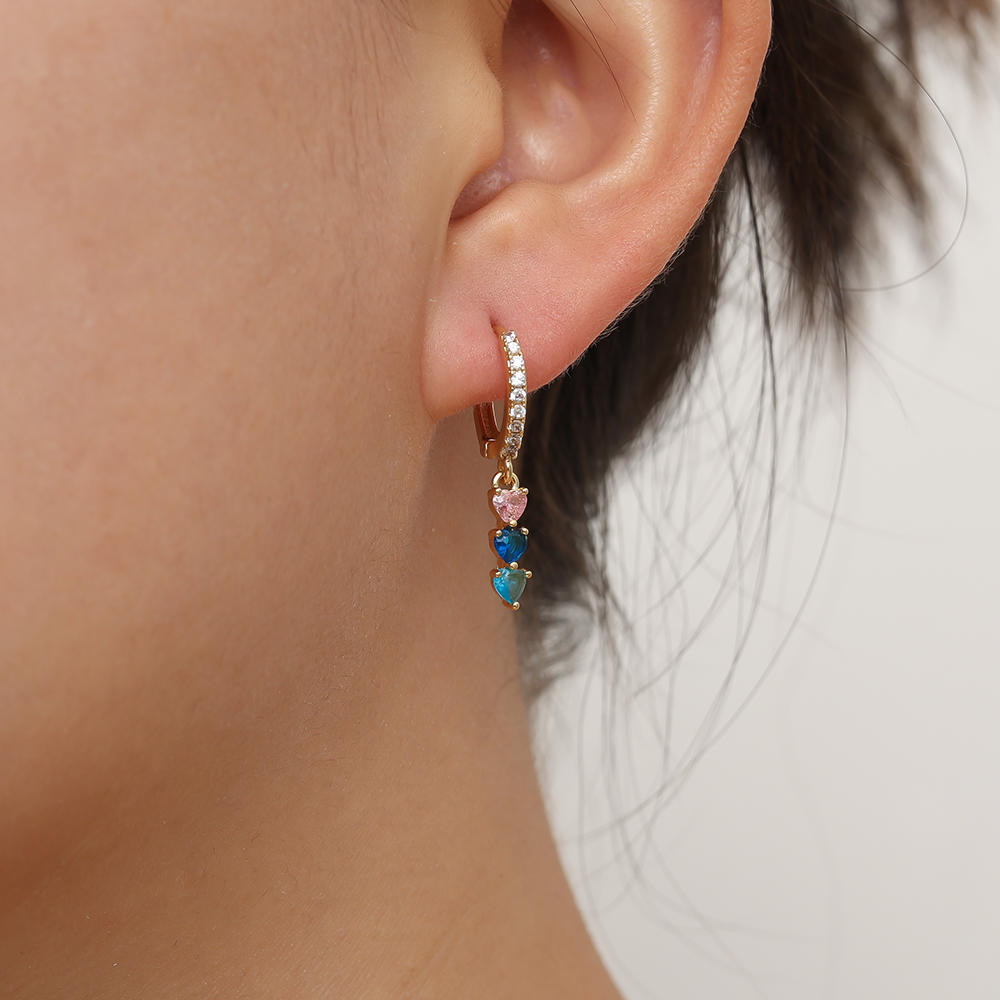 26mm Three Color Heart Vergoldete Ohrringe        