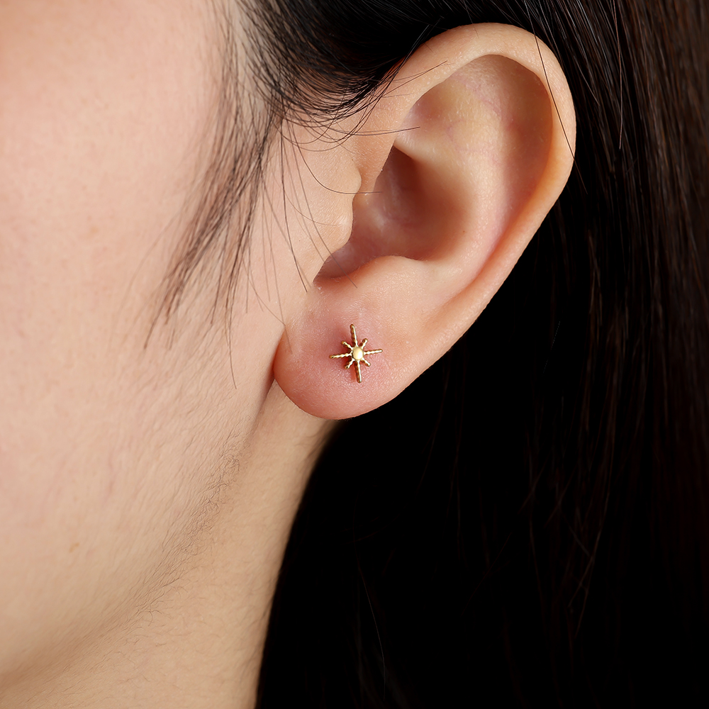 8mm Sharp Star Edelstahl Ohrringe       