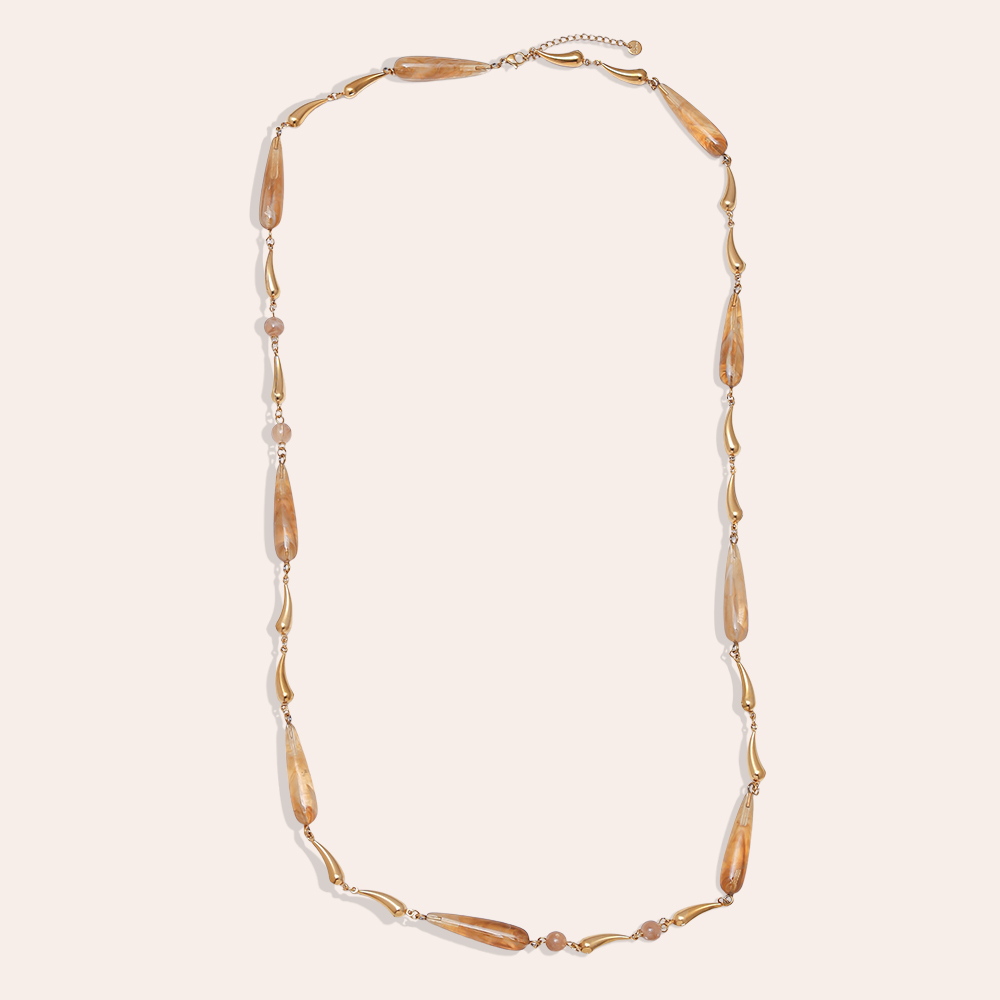 97cm Long Drop Resin Edelstahl Halsketten   