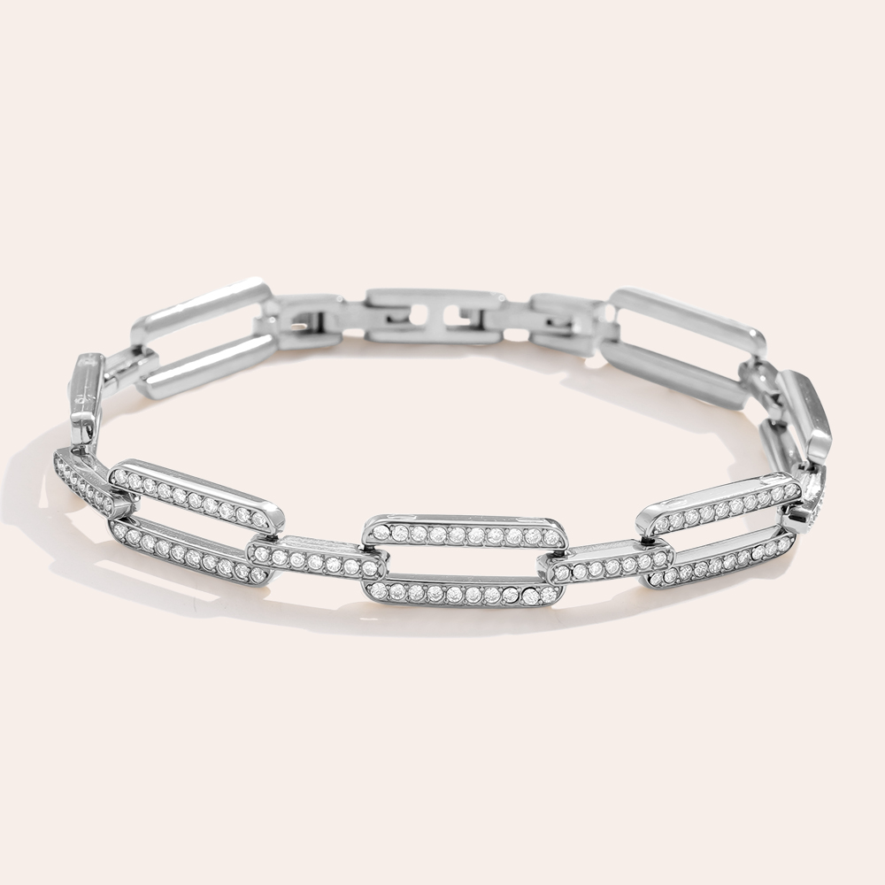 18cm Diamond Long Cube Edelstahl Armkette    