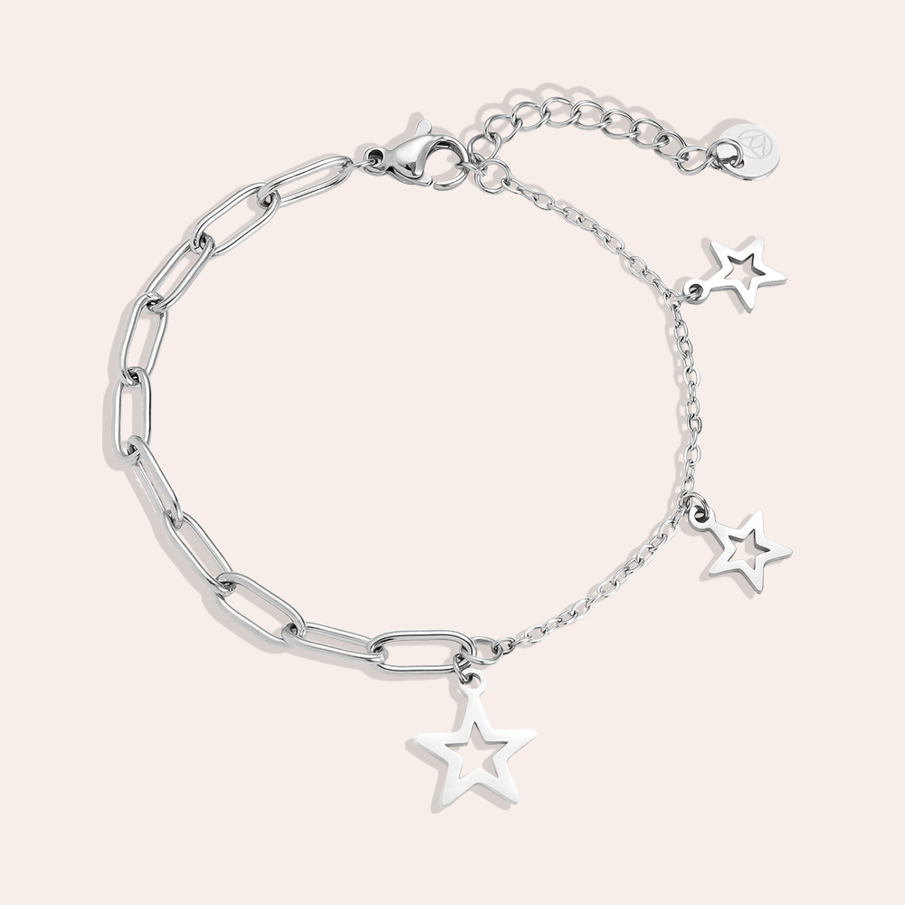 Edelstahl Armkette 16cm Hollow Stars