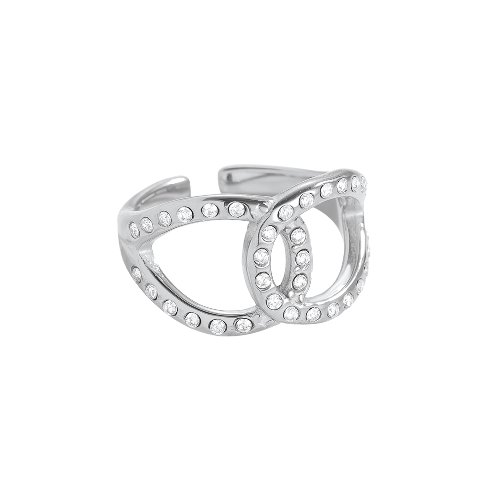 Two Diamond Drop Cycle Edelstahl Ring      