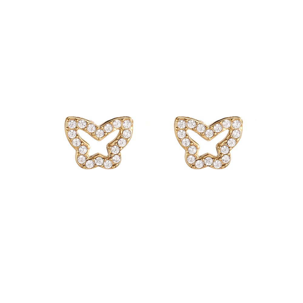 9mm Zirkonia Schmetterling Edelstahl Ohrringe    