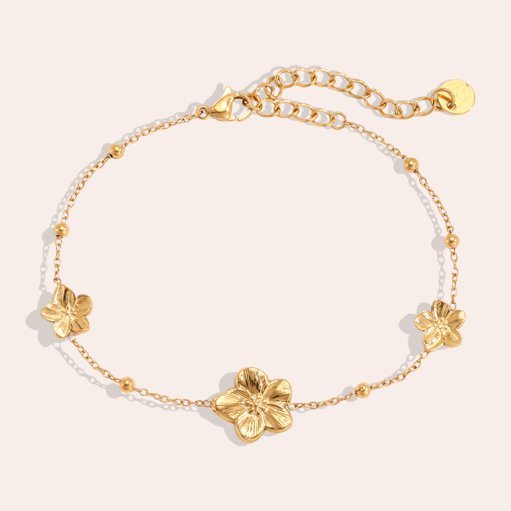 Edelstahl Armband 16cm drei Blüten