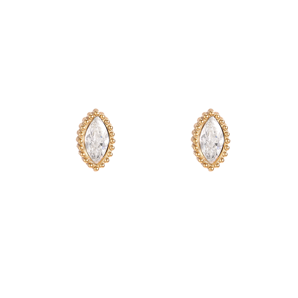 Edelstahl Ohrringe 6.7mm Zirkonia Auge