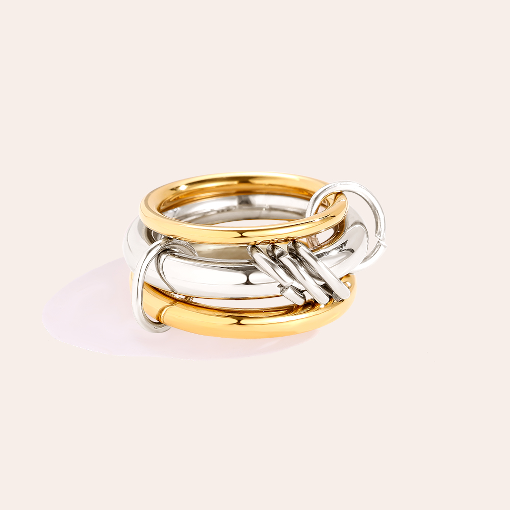 Three Layer Gold And Silver Ring Set Edelstahl Ring          