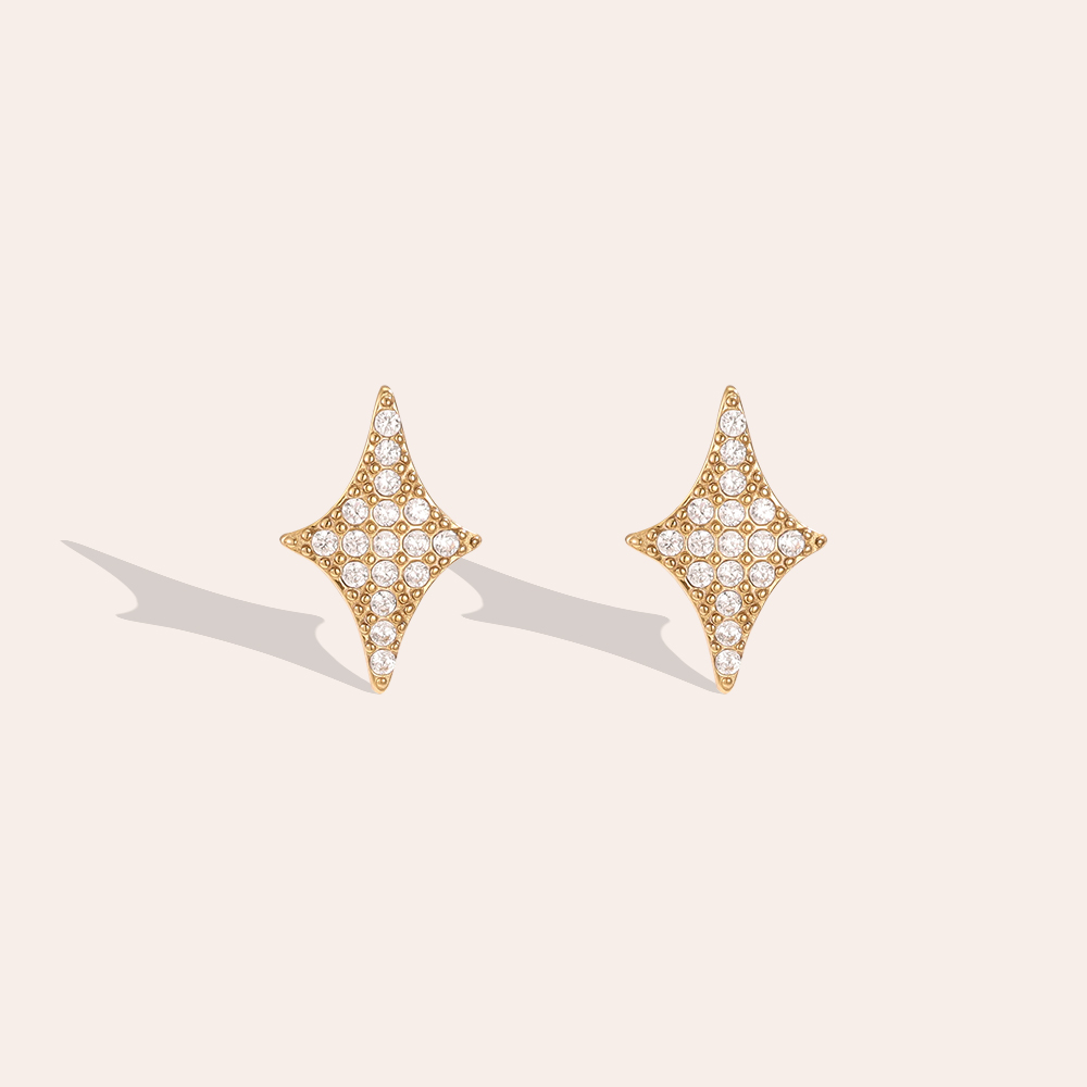 13mm Blink Stern Zirkonia Edelstahl Ohrringe