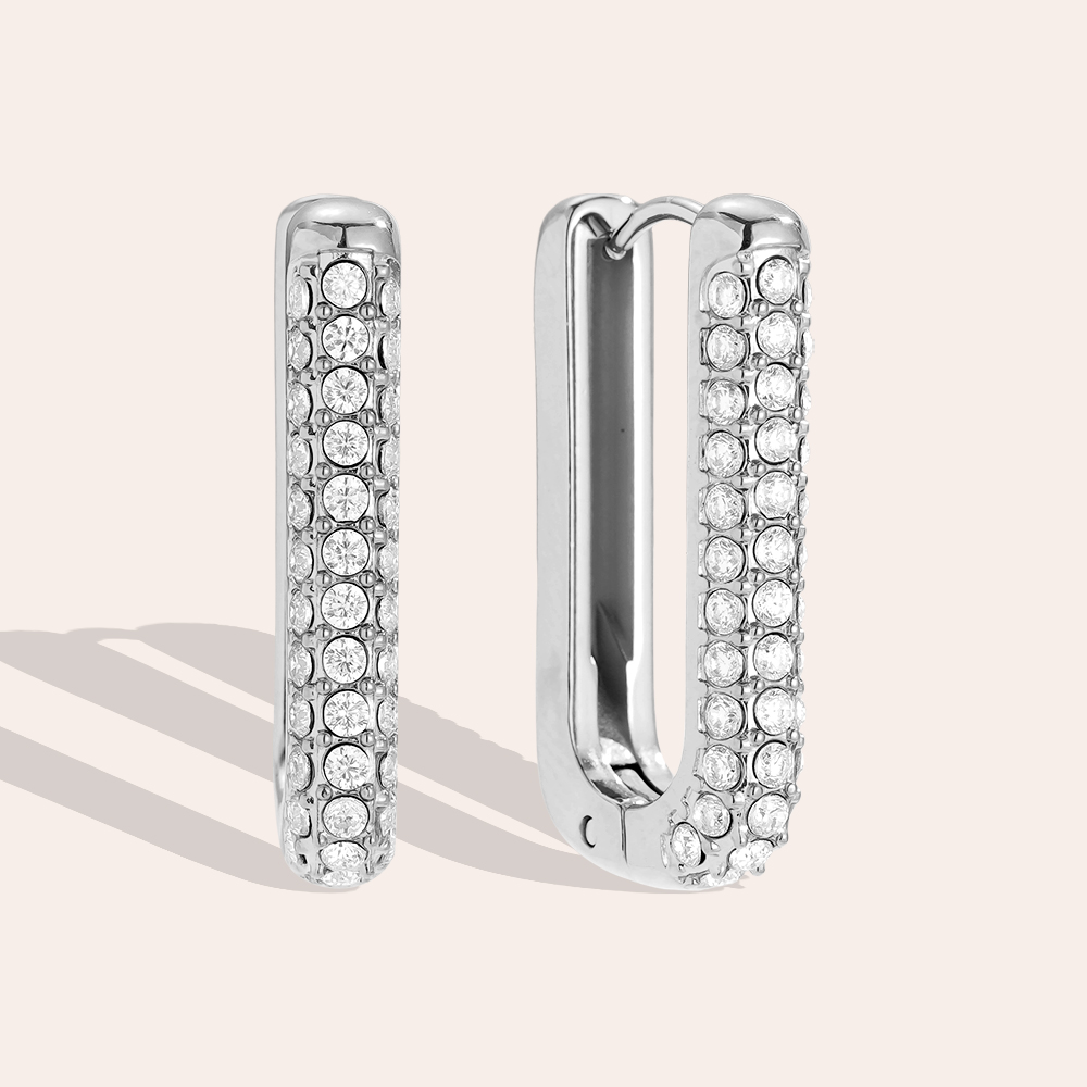 13*24mm Diamond Oval Hoop Edelstahl Ohrringe     