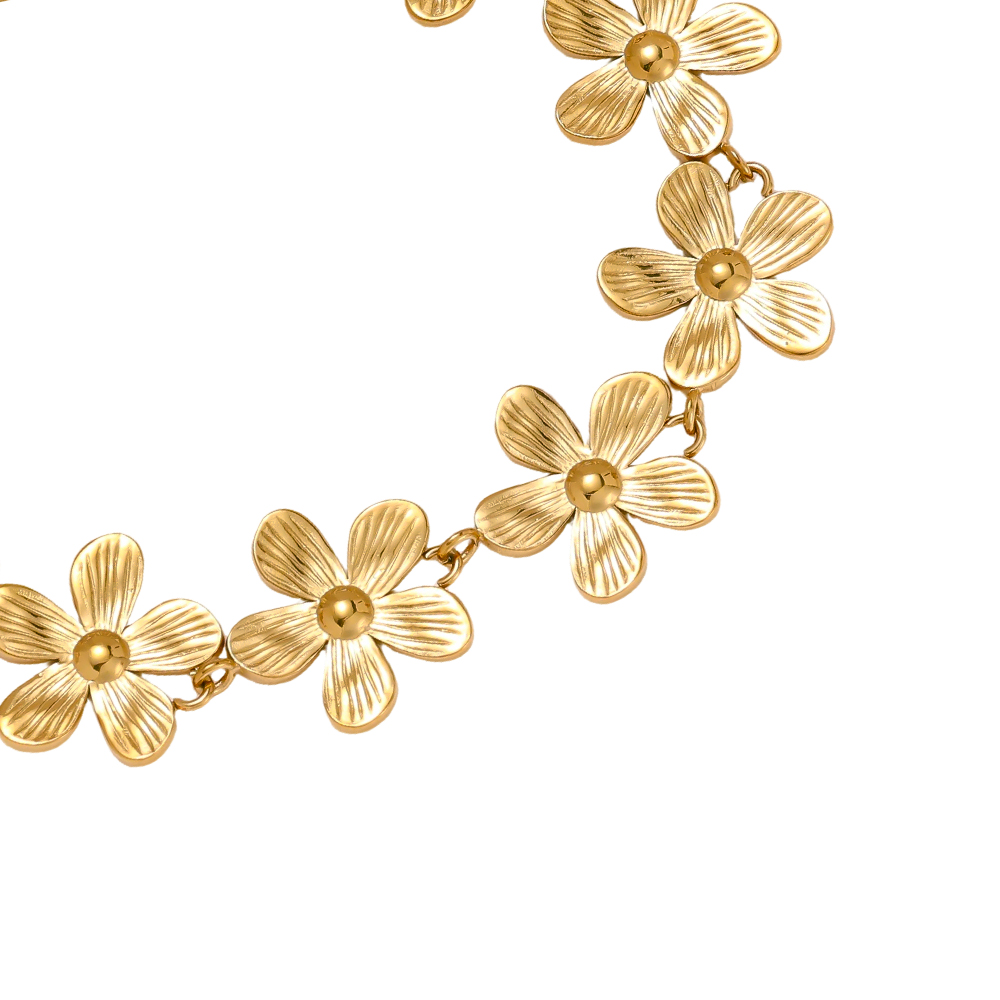 17cm goldenen Blumen Edelstahl Armband  