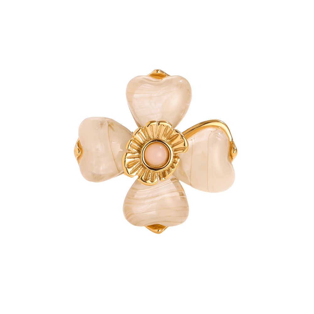 Resin Flower Edelstahl Ring    