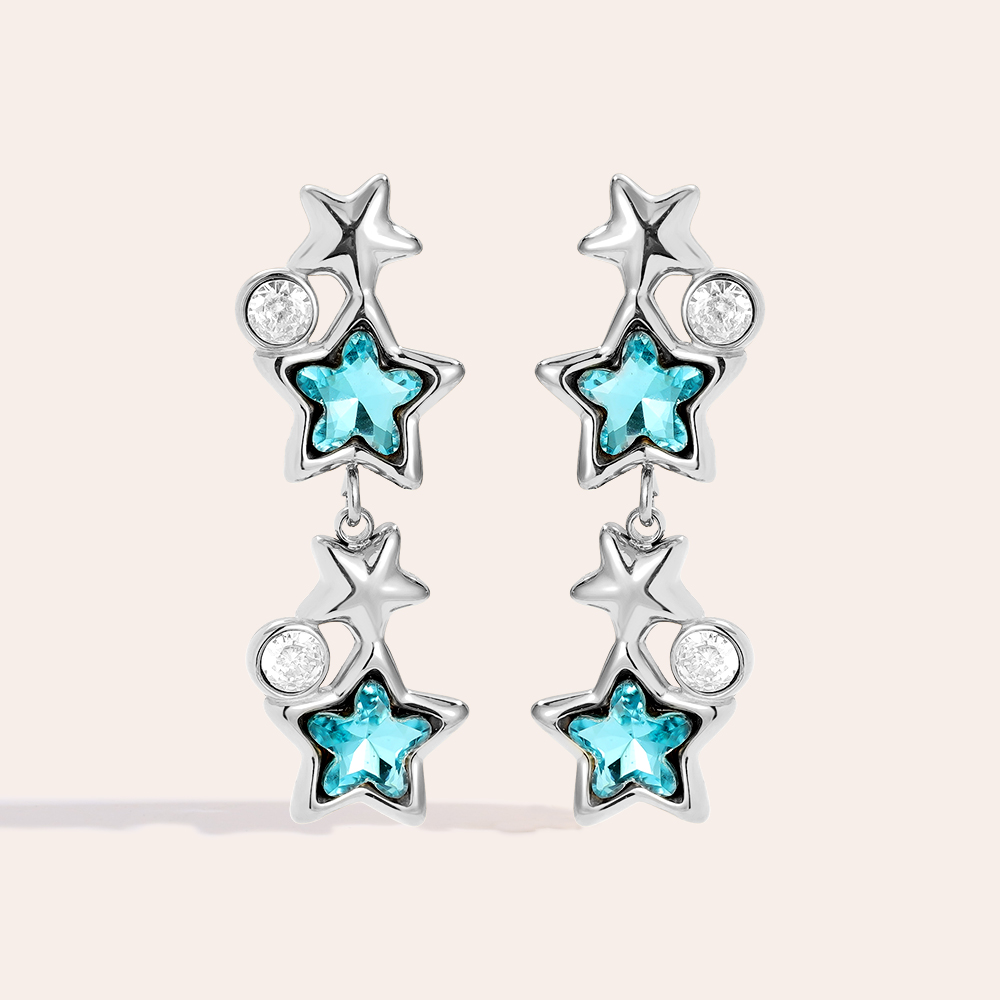 0.6*3cm Blue Star Chain Edelstahl Ohrringe   
