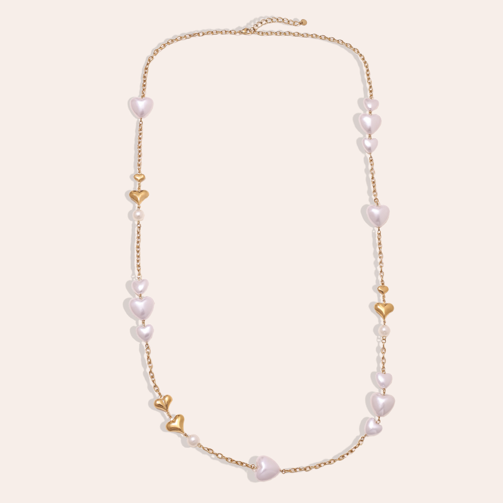 102cm Acrylic Hearts And Gold Hearts Edelstahl Halsketten  