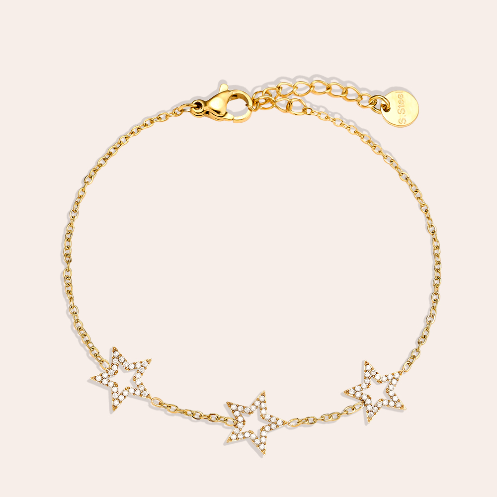 17cm Three Diamond Star Edelstahl Armkette