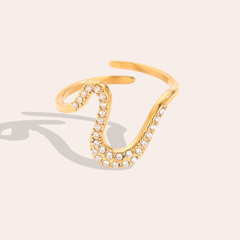 S Diamond Edelstahl Ring      