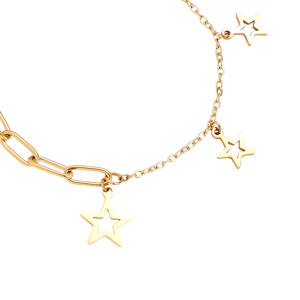 Edelstahl Armkette 16cm Hollow Stars