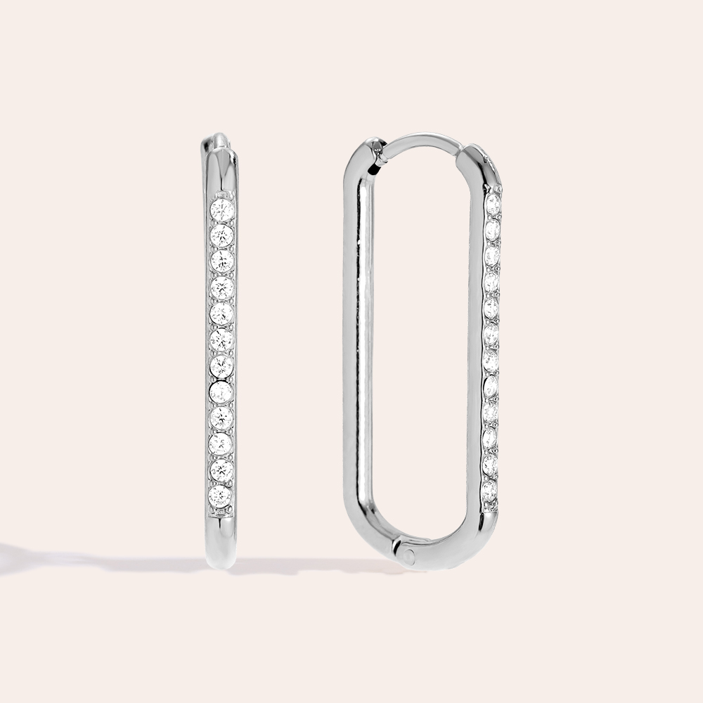 2.5cm Simple Diamond Hoop Edelstahl Ohrringe   