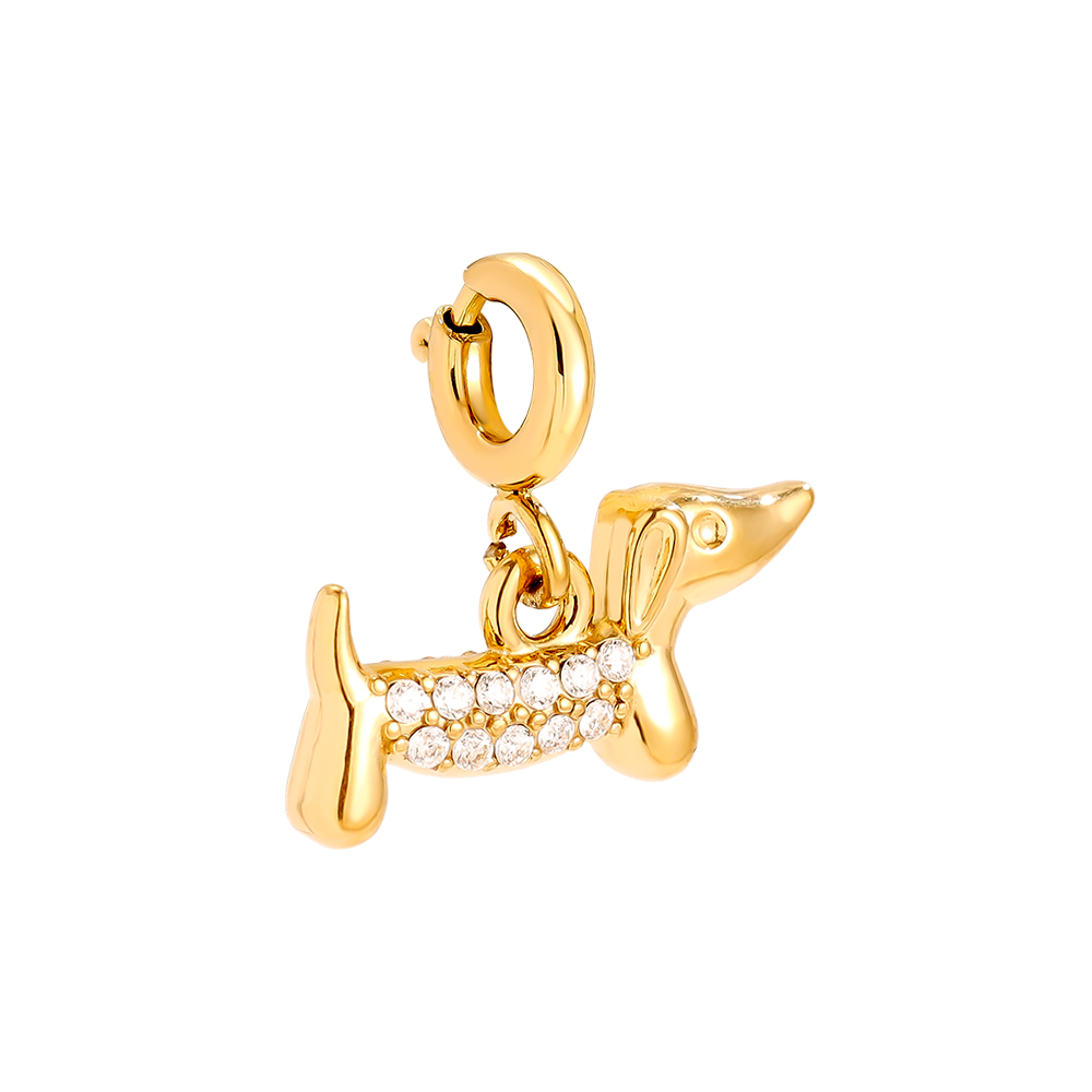 14mm Spring Clasp Little Diamond Dog Edelstahl Pendant    