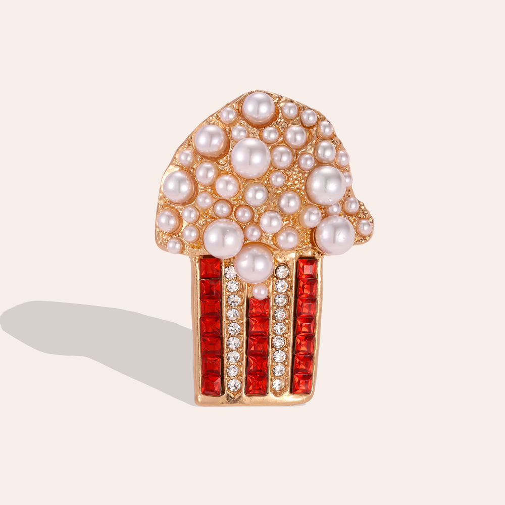 5cm Perlen Popcorn Brosche   