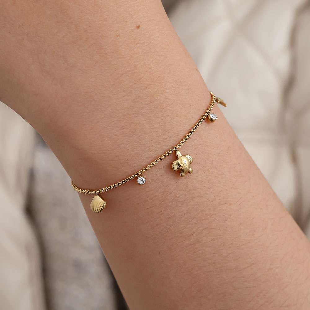 17cm Mini Sea Life And Diamond Edelstahl Armkette 