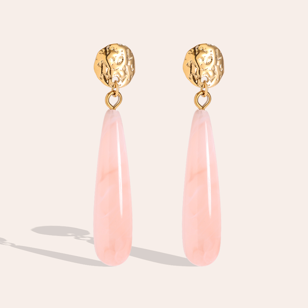 5cm Long Drop Resin Edelstahl Ohrringe     