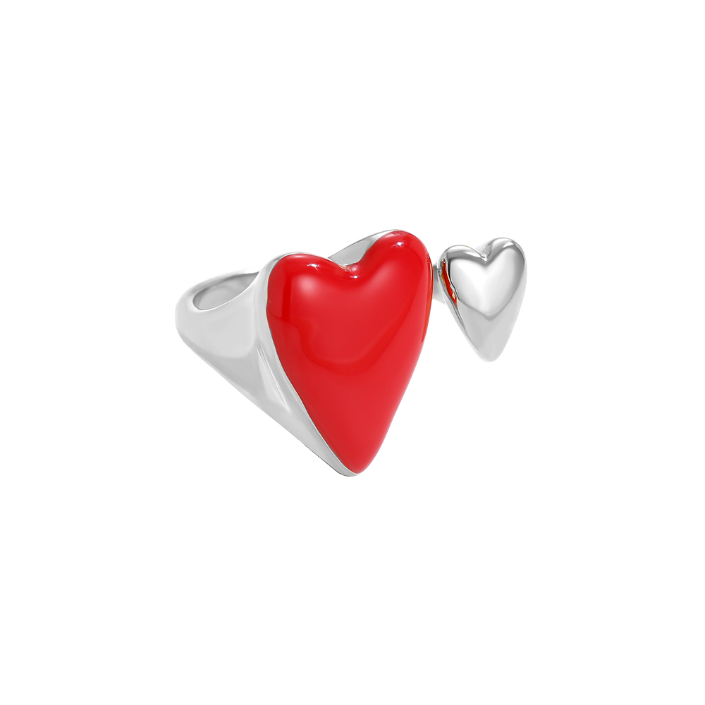 Sweet Red Heart Edelstahl Ring       