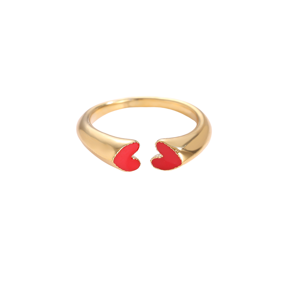 Two Red Hearts Edelstahl Ring     