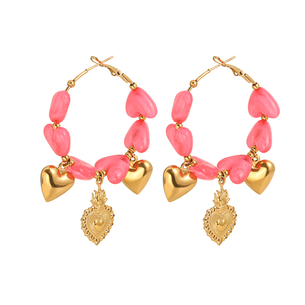 65mm Acrylic Hearts Hoop Edelstahl Ohrringe    