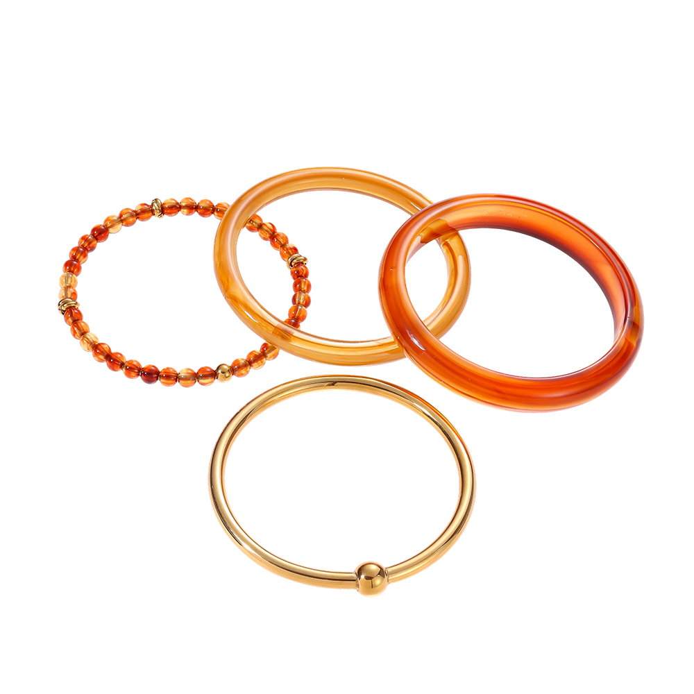 Edelstahl Armreif Set 6.5cm Breite 4er Acryl 
